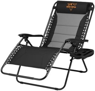 San Hima Zero Gravity Chair, Wide Seat Lounge Chair Support 160kg with Cup Holder, Foldable Portable Lounge Recliner with Thick Padding for Outdoor Camping Home Patio