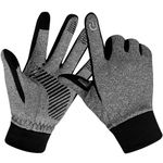 Winter Thermal Lightweight Cycling Gloves for Men Women, Thin Anti Slip Touch Screen Kids Warm Gloves for Running Climbing Riding Bike Driving Playing football Hiking Dog and Hill Walking (Grey, XL)