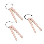 3PCS Mini Wood Drumstick Keychain Drum Stick Key Ring for Drummer Friends Double Drum Stick, Picture 1, Size 2