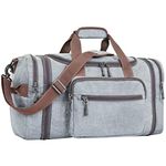 FATMUG Overnight Travel Duffel Weekender Polyester Bag For Men & Women - Large Expandable (Light Grey 40-47L, Travel Duffle)