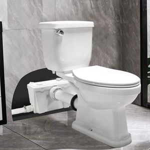 Macerating Toilet with Pump for Basement, Two Piece Upflush Toilet with Macerator Pump, Water Tank, Soft Close Toilet Seat, Elongated Toilet Bowl, Extension Pipe