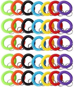 Arroyner 70Pcs Colorful Stretchy Keychain Bracelet Spiral Wristband Keychain for Outdoor, Gym, Mixed Color, Large