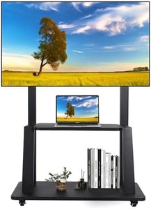 Maiproo Mobile TV Cart Rolling Floor Stand for 32-75 Inch LCD LED OLED Flat Panel Screens Smartboard Movable Holds up to 100lbs with Shelf Locking Wheel Height Ajustable Heavy-Duty