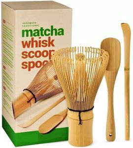 Ausale Matcha Tea Whisk Set, 3pcs Matcha Stirrer Kit, Natural Bamboo Matcha Whisk, Scoop, Spoon