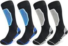 EOAMGO Kids Ski Socks, 2 Pairs Kids Thermal Socks, Warm Knee High Thick Sports Socks, Winter Snow Socks for Ski, Snowboard, Snowshoe, Hiking