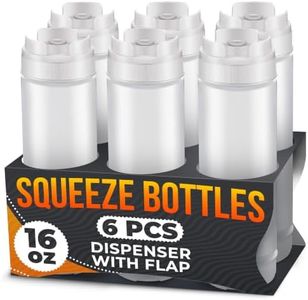 Set of 6 Inverted Condiment Squeeze Bottles 16 oz – Upgraded Design with Added Sealing Gaskets, Self-Closing Valve, Easy-to-Fill Clear Bottles for Sauces, Dressings, Ketchup, Mustard for Everyday Use