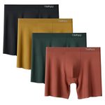 TAPUU Mens Underwear Ice Silk Seamless Boxer Briefs Multipack (RoyalBlue/Orange/Black/Ginger 4-Pack, L)