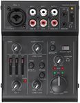 Eacam 5-Channel Compact Audio Mixer Sound Mixing Console USB Audio Interface 2-Band EQ Built-in Echoing Effect for DJ Recording Live Broadcast