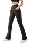 BLINKIN Flared Gym Pants for Women's Workout - The Ultimate Yoga Pants | Workout Lowers | Gym Track Pants for Women with Side Pockets (4830-Black,Size_M)