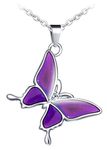 MicVivien Color Changing Necklace for Women Girls, Heart/Four Leaf Clover/Butterfly/Star Pendant Necklace Color Change by Temperature - Magic Mood Pendant Necklace Jewelry