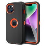 Jiunai for iPhone 14 Plus Case, [Shockproof] [Anti-Dust] [Heavy Duty Protection] Protective Anti Scratch Dual Layer Rugged Hybrid Bumper Phone Cases Cover for iPhone 14 Plus 6.7''5G 2022 Black Orange