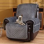 LUFEIJIASHI Recliner Covers Non Slip Waterproof Recliner Chair Covers for Leather Chairs Reversible Recliner Sofa Cover for Living Room Recliner Furniture Protectors Covers for Dog Dark Grey 23"