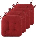 FlyGulls Set of 4 Chair Cushions for Dining Chairs Non Slip Office Chair Cushion with Ties Premium Seat Cushion 18x18 Inches Comfortable Kitchen Chair Pads Indoor Red