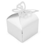 Accessotech 50 Pieces Wedding Favour Boxes Bridal Showers Parties Gift Bags Table Decorations Cater Birthday Sets (White)