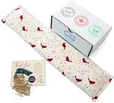 Handmade in Canada: HARTI 20"x5" Double-Layered Cotton Microwave Heating Pad for Pain Relief Reusable Oats Bean Bag Weighted Moist Heat for Neck, Shoulder, Cramps, Back Warm Compress. Scarlet Cardinals Pattern