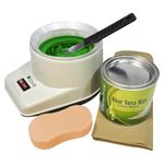 Elove Wax Heater Machine Hair Removal Kit | Full Body Aloe Vera Wax (600ml), 15 Big Waxing Strips (110 GSM), Wax Applicator Knife & Cleansing Sponge | Waxing Kit for Women & Men
