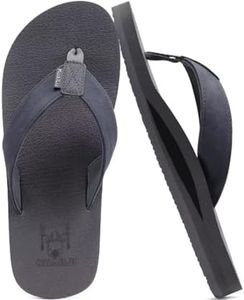 KuaiLu Men's Yoga Mat Flip Flops Thong Sandals with Arch Support Dark Grey Size 14