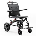 Frido Foldable Travel Plus Wheelchair | Lightweight, Portable & Compact Wheel Chair for Travel, Seniors & Patients | Comfortable Foldable Wheel Chair for Short-Distance Mobility | 10.5 KG Durable Frame