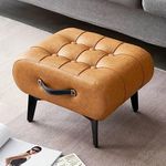 Calyrex Foot Stool Ottoman Modern Accent Step Stool Seat with Metal Legs Leather Soft Padded Pouf Ottomans Sofa Footrest Stools for Couch Living Room Bedroom Entryway