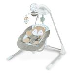 Ingenuity InLighten 5-Speed Baby Swing - Swivel Infant Seat, 5 Point Safety Harness, Nature Sounds, Lights - Kitt Fox