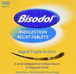 Bisodol Indigestion Relief Tablets - 100 Tablets Fast Relief to Trapped Wind, Acid Indigestion & Heartburn,100 Count (Pack of 1)