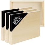 Belle Vous 4 Pack Unfinished Wooden Canvas Painting Boards - 30 x 40cm / 12 x 16 Inches - Natural Basswood Panel - Mixed Media Cradle Panels for Encaustic Art, Paint Pouring & Crafts