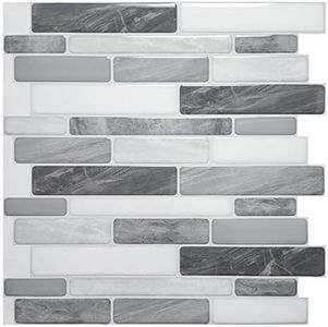 Art3d 10-Sheet Self Adhesive Backsplash Tiles for Kitchen Bathroom, 12 in. x 12in. Grey Marble Design (A17012P10)