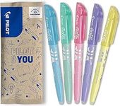 Pilot Frixion Erasable Highlighters Pastels - Blue/Green/Pink/Purple/Yellow (Pack of 5)