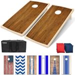 GoSports 4 x 2 ft Craftsman Design Cornhole Game Set, Includes Two 4 x 2 ft Boards, 8 Bean Bags, and Carry Case