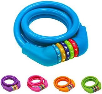 IDEALUX Bike Locks Cable 4 Feets Resettable Cable Lock, Self Coiling 5 Digit Combination Bicycle Lock Kids Adult Bike Cable Lock 120CM (Blue)