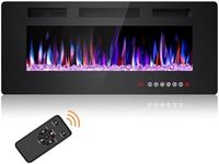 Joy Pebble 42 Inch Electric Fireplace Inserts, in-Wall Recessed and Wall Mounted 750/1500W Fireplace Heater, Touch Screen, Remote Control with Timer, Adjustable Flame Color and Speed