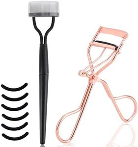 No Pinch Eyelash Curler and Lash Separator, Foldable Eyelash Comb Mascara Applicator with 6 Refill Pads