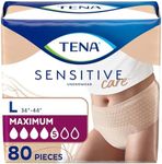 TENA Sensitive Care Adult Incontinence Underwear for Women, Maximum, Large, Beige, Disposable, 80 Count (4 Packs of 20)