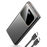 Power Bank Fast Charging 10000mAh, 22.5W Portable Charger USB C Input & Output Powerbank with LED Display, PD3.0 QC4.0 Phone Battery Pack for iPhone17/16/15/14/13/12, Samsung, Android and More (Black)