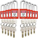 SAFBY 10 Keyed Different Lockout Tagout Lock - Loto Safe Padlocks for Lock Out Tag Out Stations and Devices (Red, Key Different)