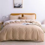 JELLYMONI Cal King Duvet Cover Set, Cotton Duvet Cover 3 Pieces with Zipper Closure, 1 Duvet Cover and 2 Pillowcases(White with Rust Striped)