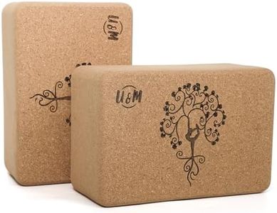 U&M Cork Yoga Blocks 2 Pack Set,Natural Cork High Density 9"x6"x4" Yoga Blocks Odor-Resistant Non-Slip for Yoga, General Fitness, Pilates, Stretching and Toning