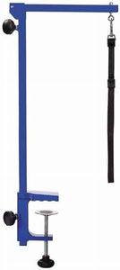Master Equipment Blue Foldable Grooming Arm for Pets - 24" to 48" in Height, Attaches to Grooming Table Minimum 3" Thick