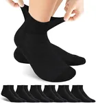 Forcool Diabetic Women's Men's Non Binding Loose Top Seamless Toe Wide Ankle Low Cut Cotton Diabetic Socks for Summer, Medium 6 Pairs Black