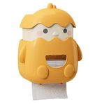 House of Quirk Wall-Mounted Double-Layer Waterproof Cartoon Toilet Paper Storage Rack - No Punch Tissue Box Holder (Yellow)