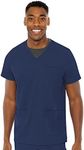 Med Couture Men's Scrub Top Wescott with 3 Pockets & 2-Way Stretch and Ultra Soft Fabric - MC7477, Navy, Medium