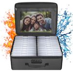 ENGPOW Photo Storage Box with 18 Inner 4" x 6" Photo Case(Clear),Fireproof Photo Organizer Box with Lock,Collapsible Portable Photo Storage Containers with Handles for Photos,Picture,Valuables