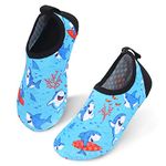 JIASUQI Girl's Boy's Comfort Barefoot Quick-Dry Water Shoes Aqua Socks for Beach Pool Surf Gym Dot_Shark, 11-11.5 M US Little Kid