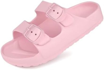 Pisumg Kids Slides Sandals Double Buckle Adjustable Boys Girls