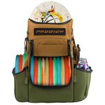 Prodigy Disc Apex Disc Backpack,Disc Golf Backpack,Store Up to 20+ Discs,Insulated Cooler Pocket,Safety Pouches for Wallets or Keys,Cordura Nylon Material (Tan & Green)