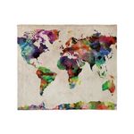 CafePress World Map Urban Watercolor 14X10 Throw Blanket Super Soft Fleece Plush Throw Blanket, 60"x50"