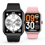 Valentines Couple Smart Watch for Men Women, Fitness Tracker with Bluetooth Call 1.91" HD Touch Screen IP68 Waterproof 100+ Sports, Smartwatch with Heart Rate SpO2 Monitor Romantic Gifts Set of 2