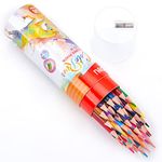 EZWORK 36 Pack Wooden Colored Pencils with Built-in Sharpener in Tube Cap, Vibrant Color Presharpened Pencils Easy to Color Book, Soft Core Art Drawing Pencils for Coloring, Sketching, and Painting