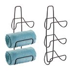 mDesign Metal Wall Mount 3 Level Bathroom Towel Rack Holder & Organizer - for Storage of Towels, Washcloths, Hand Towels, Robes - 2 Pack - Bronze