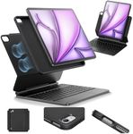 ESR iPad Air 13 Inch Case with Keyboard (M3/M2, 2025/2024), Easy-Set Magnetic Stand, Portrait/Landscape Mode, Removable Case with Multi-Touch Trackpad, Rebound 360 Series, Black